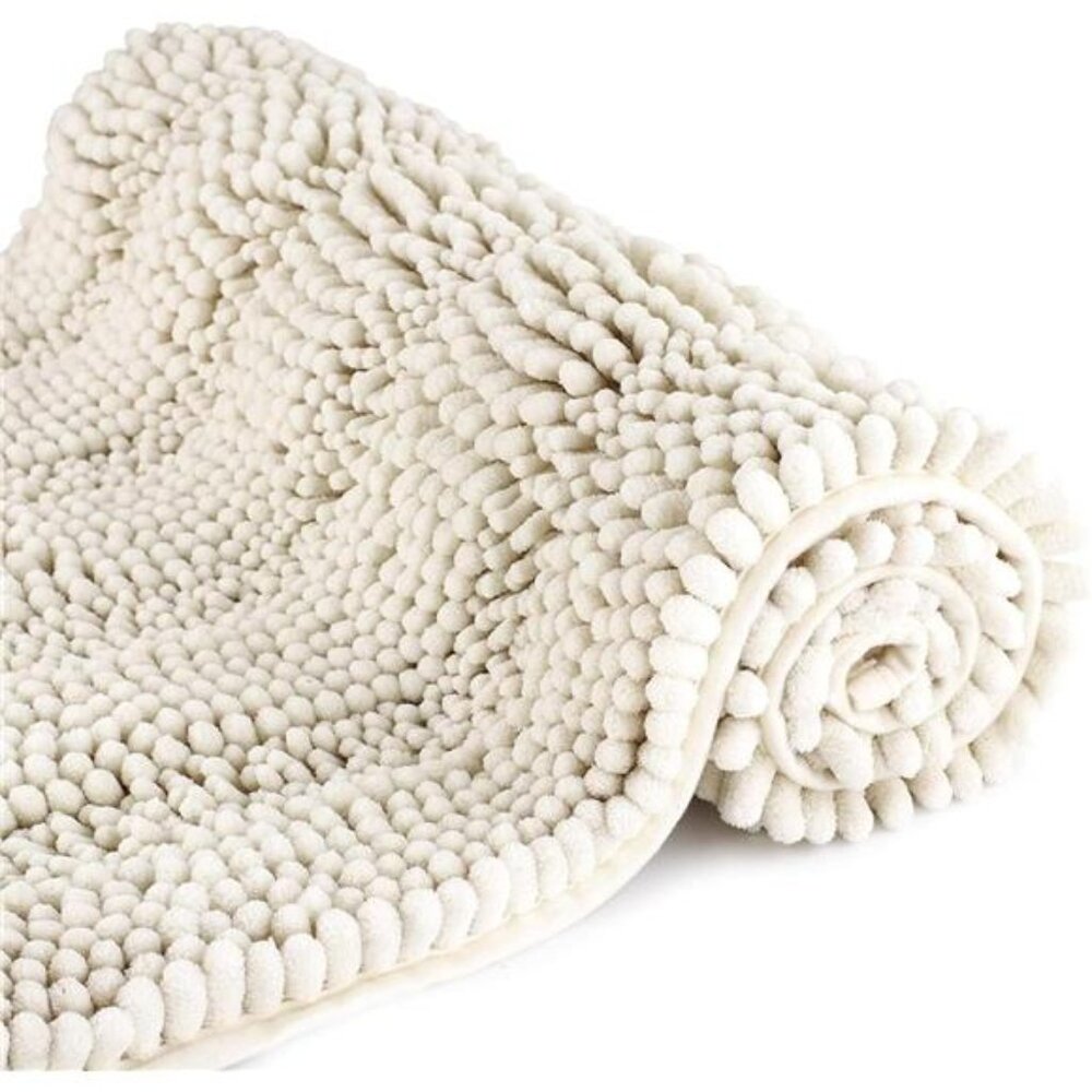 Bath Mats for Bathroom White,Thick Soft Chenille Floor Mats,16x24 Inches